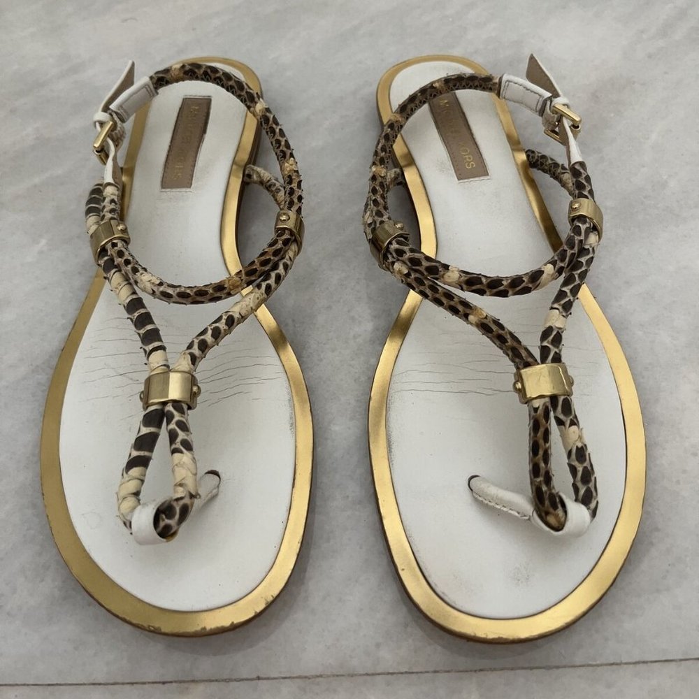 Michael Kors Python Snakeskin Thong Sandals Flats… - image 1